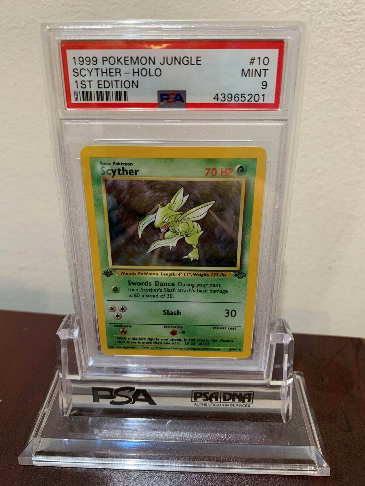 PSA 9 Holo 1st Edition Scyther Jungle Pokemon Card 1064