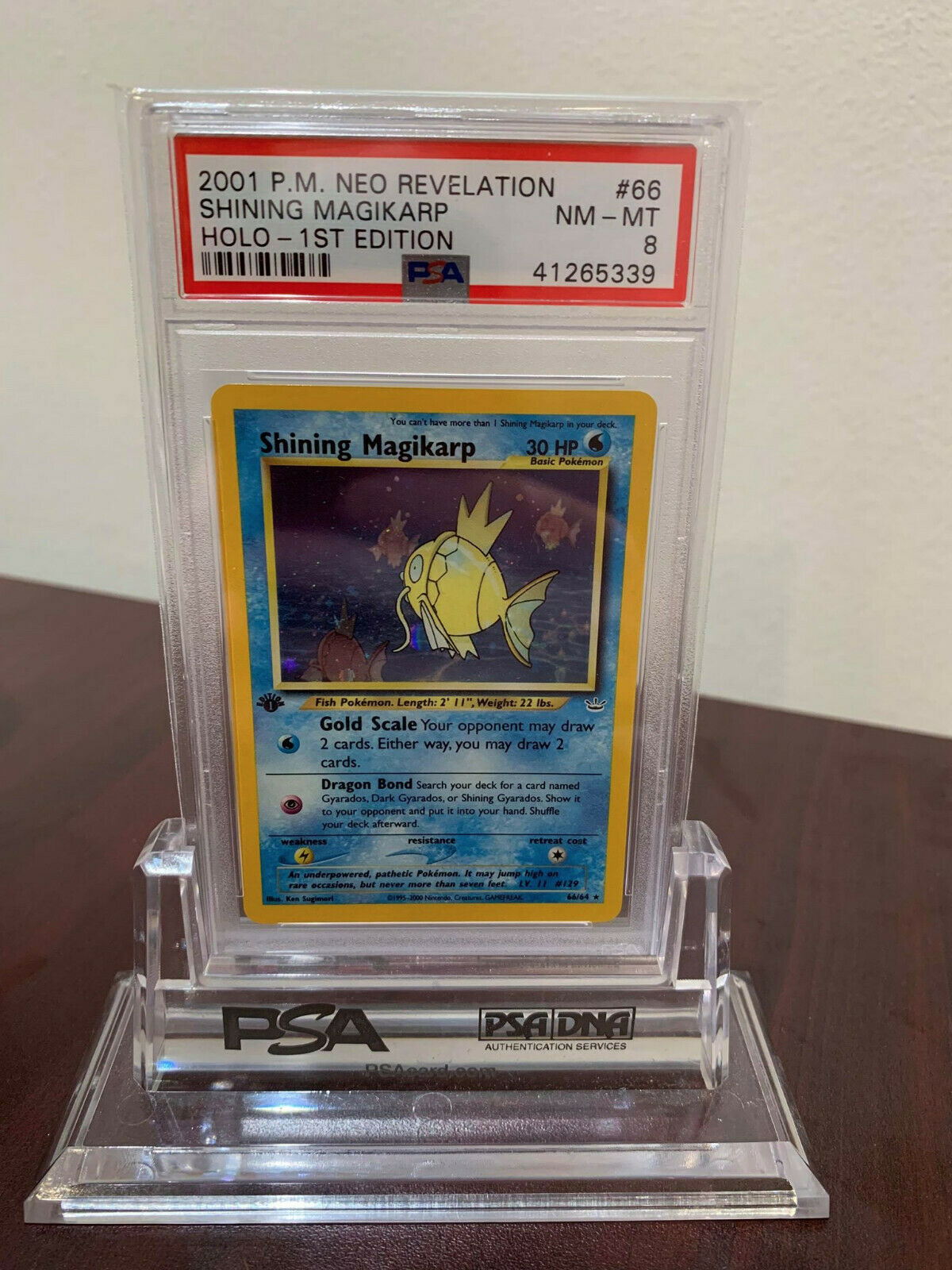 PSA 8 Secret Holo 1st Edition Shining Magikarp Neo Revelation Pokemon Card 6664