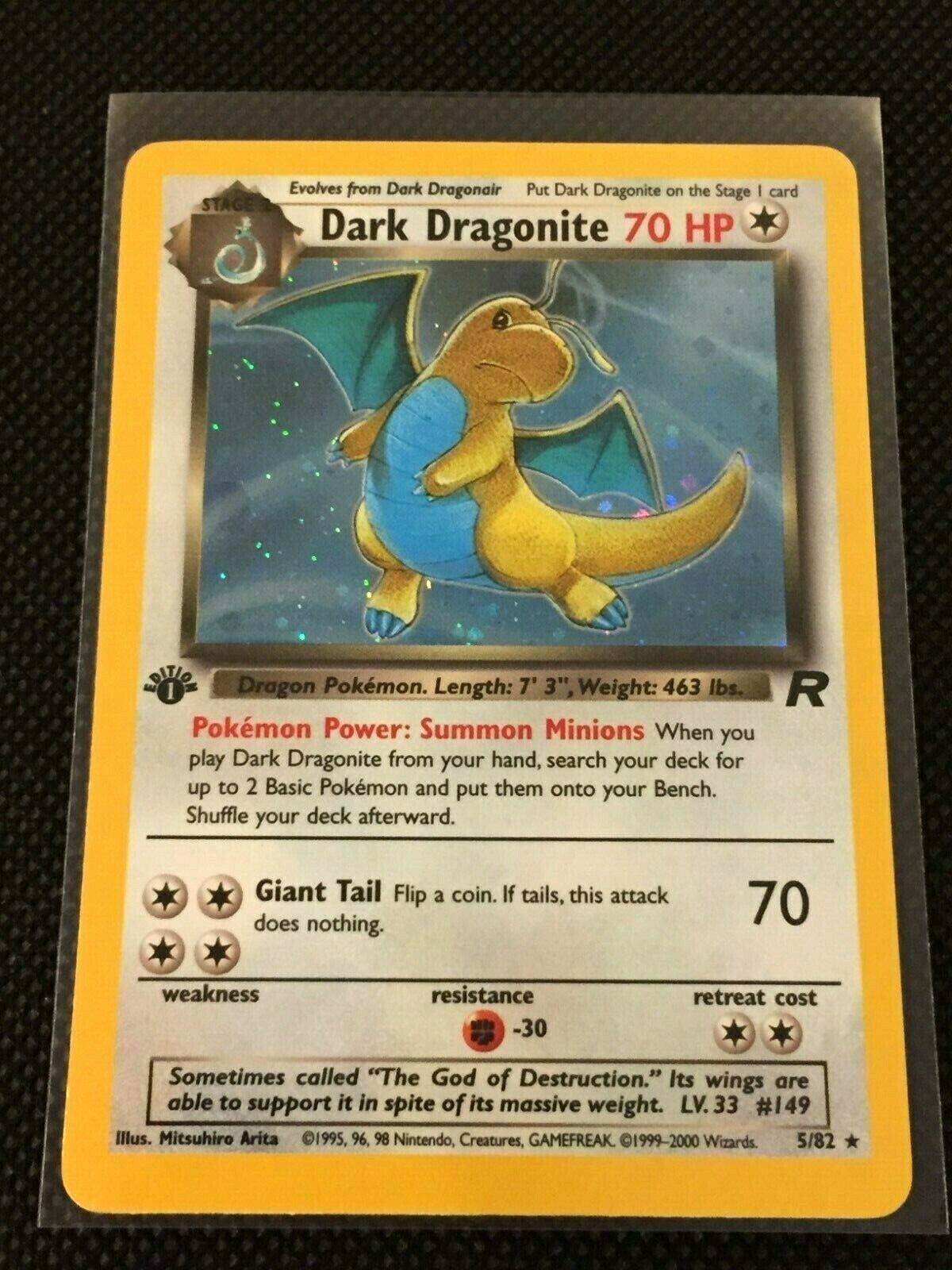 Dark Dragonite 1st Edition Holo Rare Team Rocket Pokemon Card NM 5