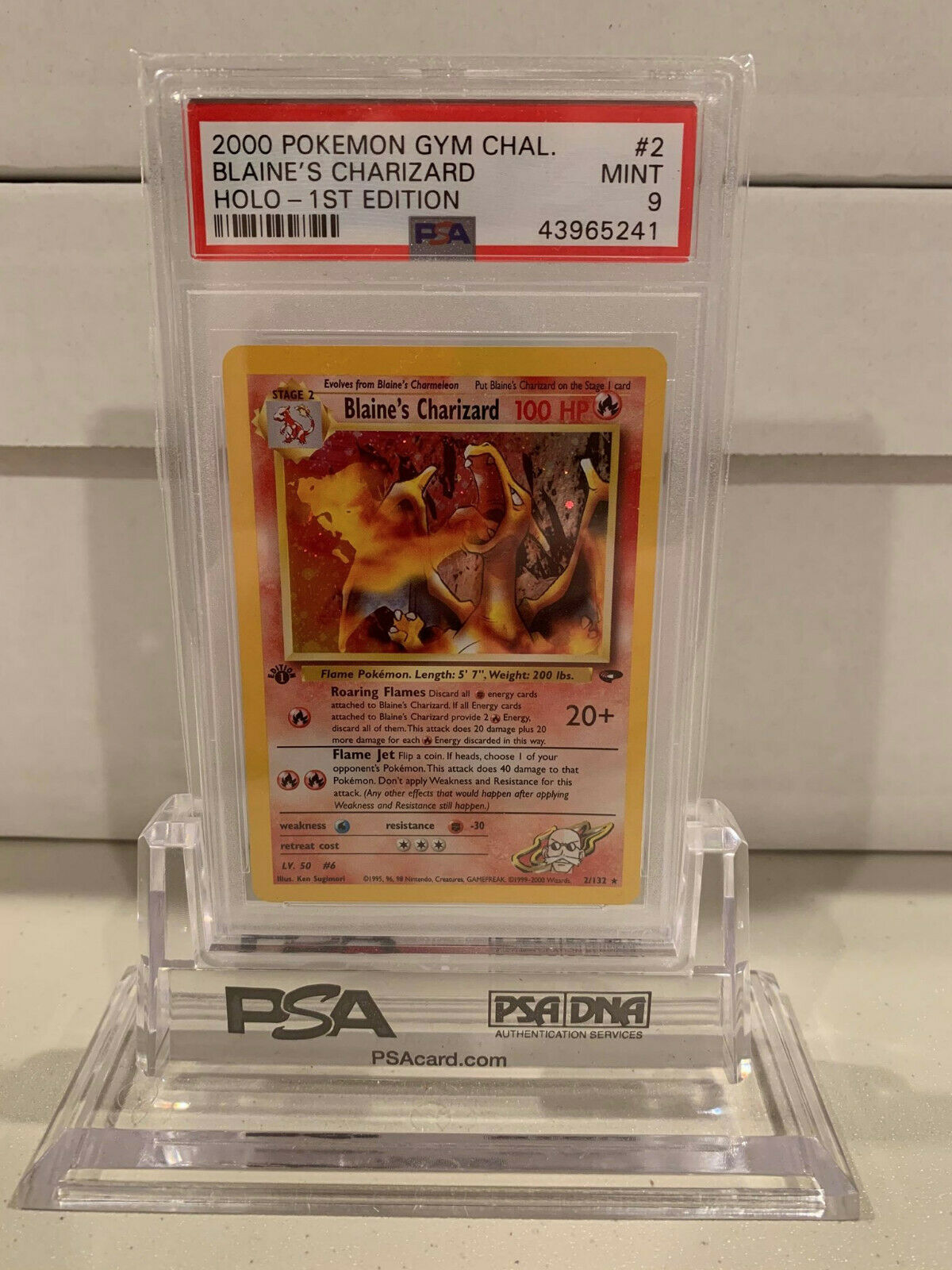 PSA 9 Holo 1st Edition Blaines Charizard Gym Challenge Pokemon Card 2132