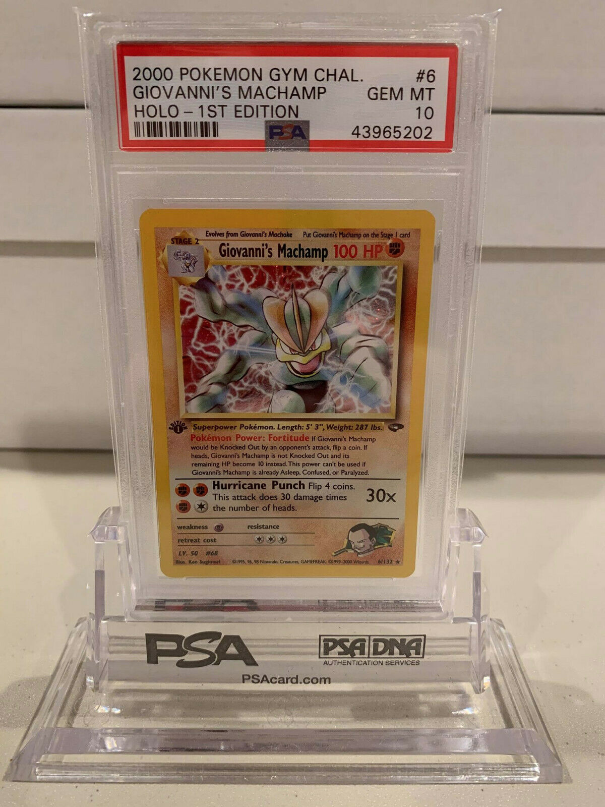 PSA 10 Holo 1st Edition Giovannis Machamp Gym Challenge Pokemon Card 6132