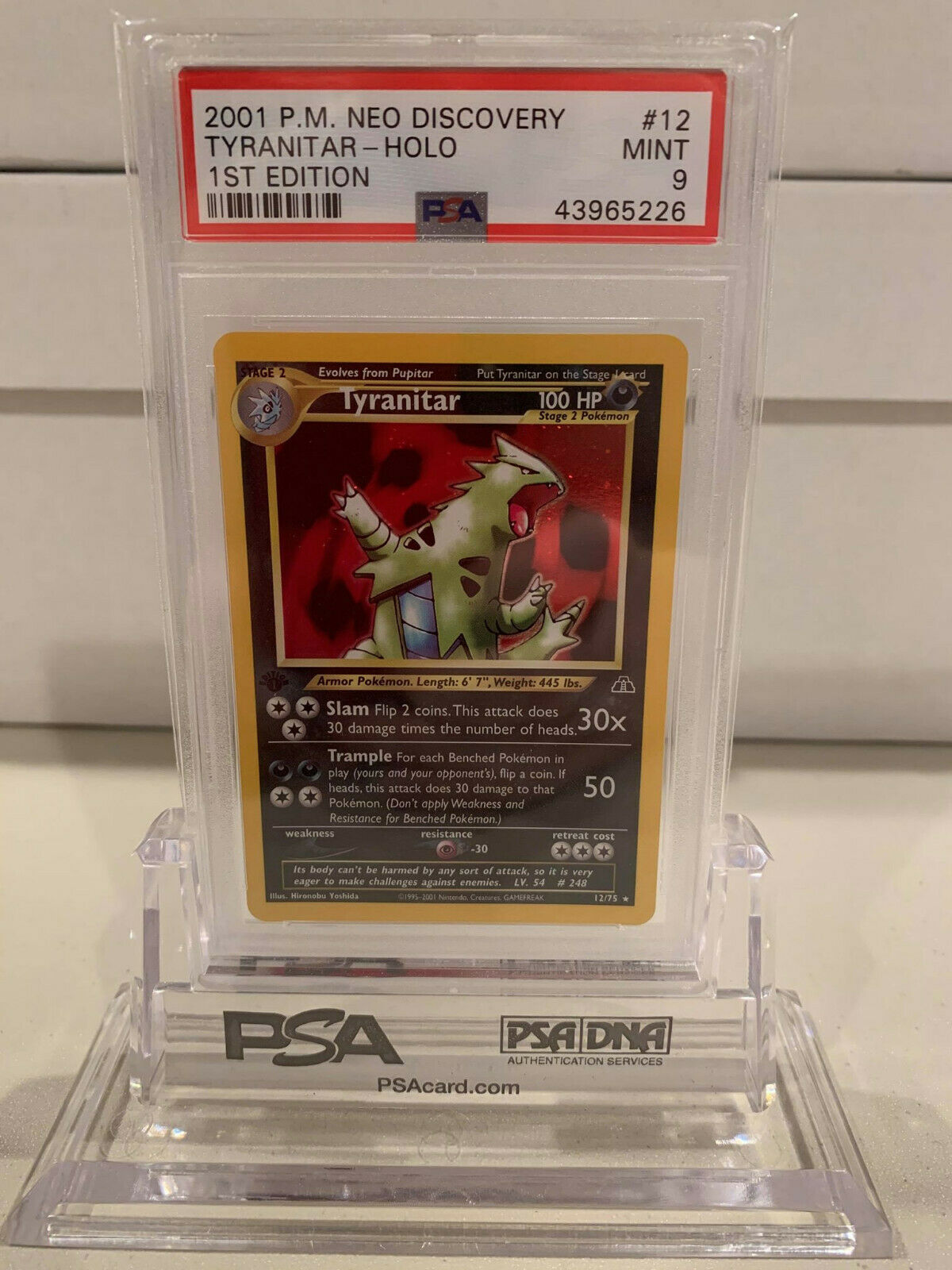 PSA 9 Holo 1st Edition Tyranitar Neo Discovery Pokemon Card 1275