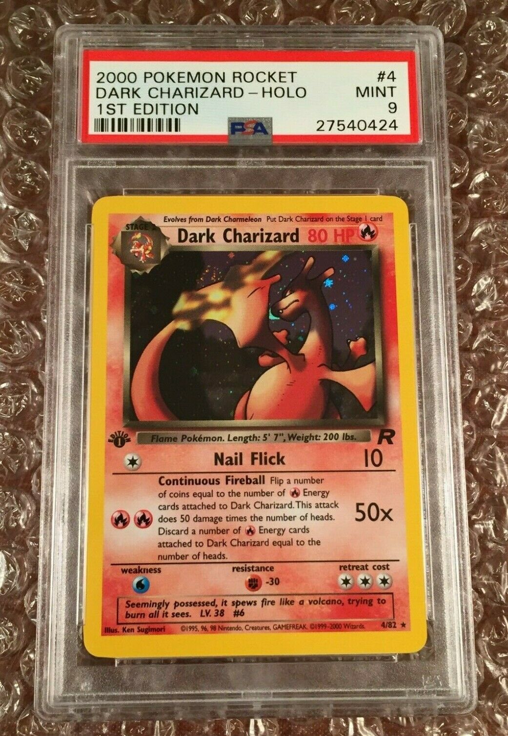 PSA 9 MINT Dark Charizard 1st Edition Holo Rare Team Rocket Pokemon Card 4