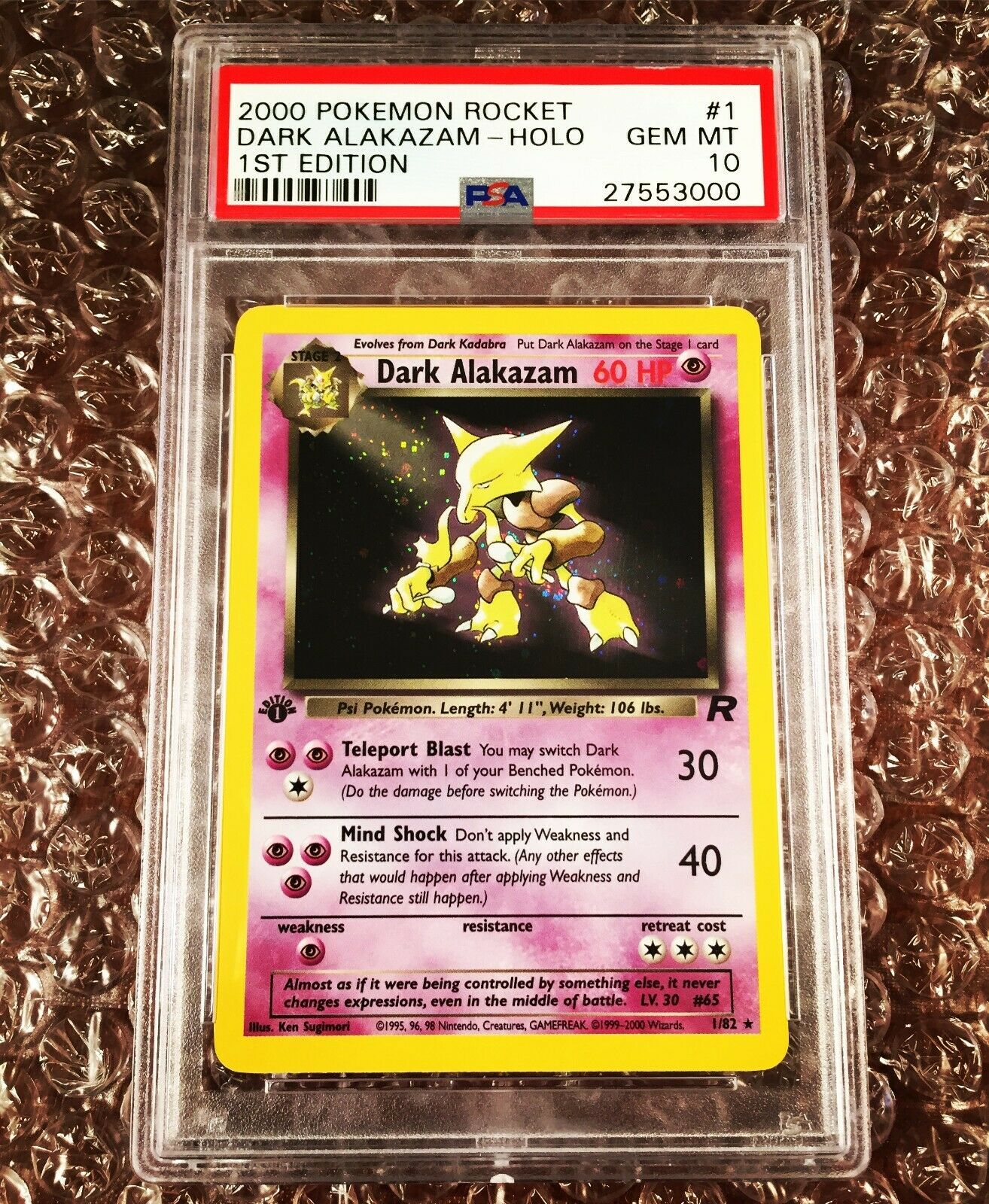 PSA 10 GEM MINT Dark Alakazam 1st Edition Holo Rare Team Rocket Pokemon Card 1