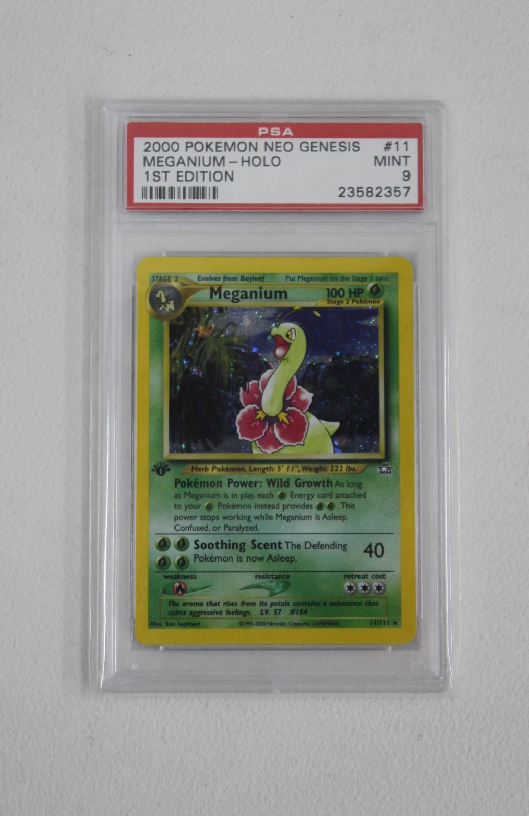 POKEMON Card Meganium 2000 Neo Genesis 1st Edition Holo 11 PSA 9 Mint NEW