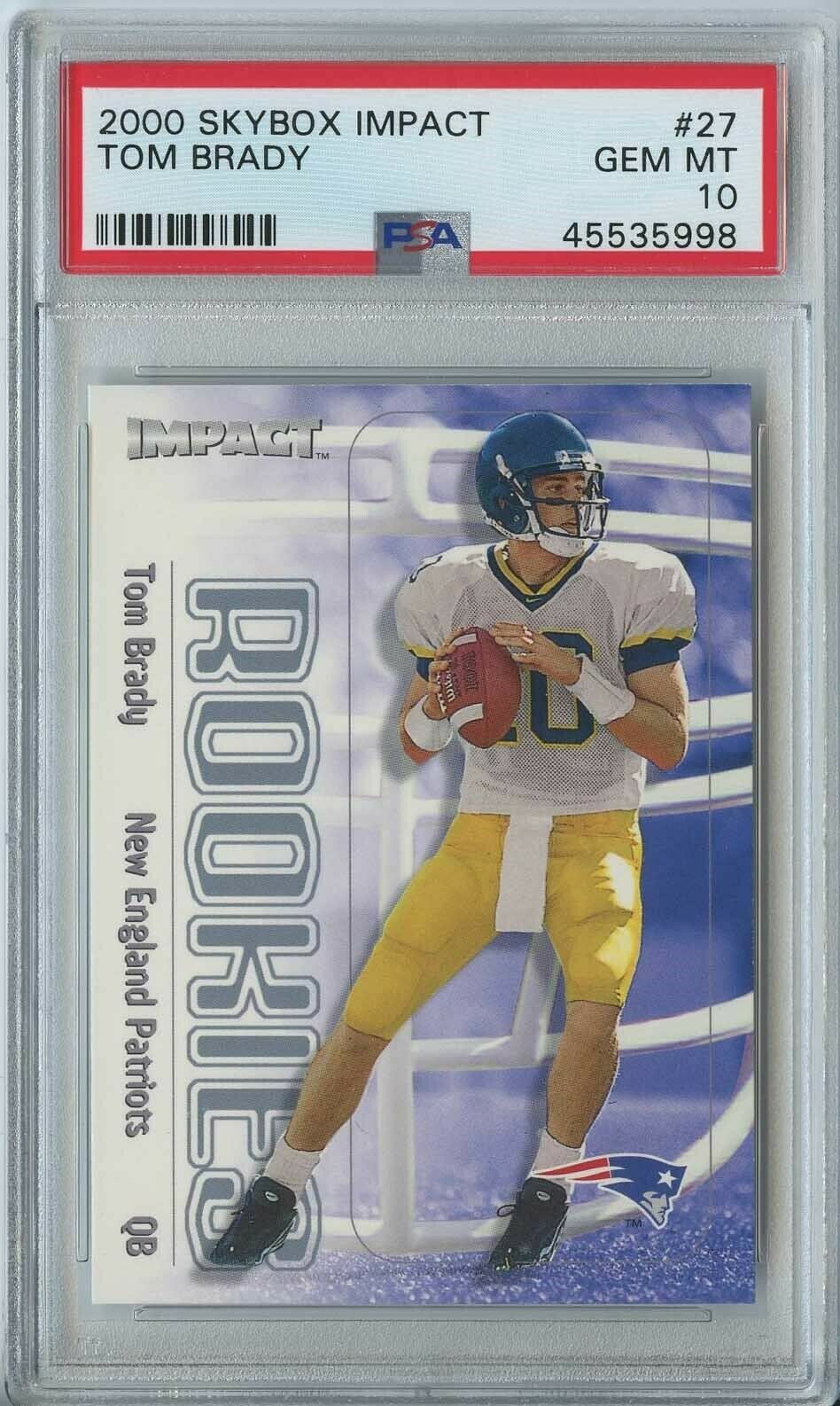 Tom Brady 2000 skybox impact football 27 PatriotsBuccaneers RC rookie PSA 10