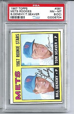 1967 Topps Baseball 581 Tom Seaver Rookie Card RC Graded PSA NM Mint 8 OC 67