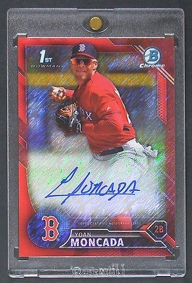 2016 Bowman Chrome Autographs Red Shimmer Refractors Yoan Moncada AUTO RC 0910