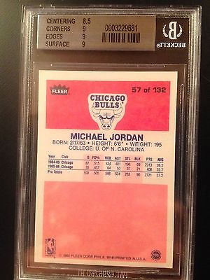 198687 Fleer 57 Michael Jordan Rookie BGS 9 85999  3 more cards 