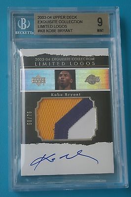 200304 Exquisite Limited Logos 3 CLR Patch AUTO Kobe Bryant 5075 BGS9 10