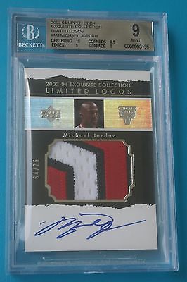 200304 Exquisite Limited Logos 3 CLR Patch AUTO Michael Jordan 6475 BGS9 10