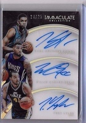 1516 Immaculate Triple Autograph Karl Anthony Towns  Trey Lyles  CauleyStein