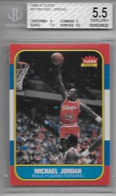 198687 FLEER 57 Rookie Michael Jordan RC BGS 55 8  5  75  85 HIGH SUBS