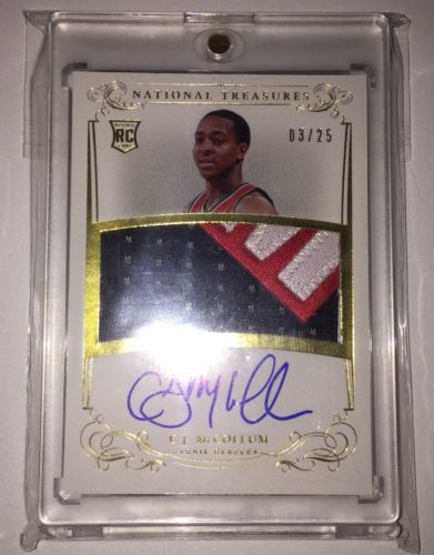 201314 Panini National Treasures CJ McCollum Auto Patch Gold 325 11 JERSEY 