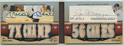 2012 Topps Triple Threads 11 Mickey Mantle Joe DiMaggio DUAL CUT AUTO