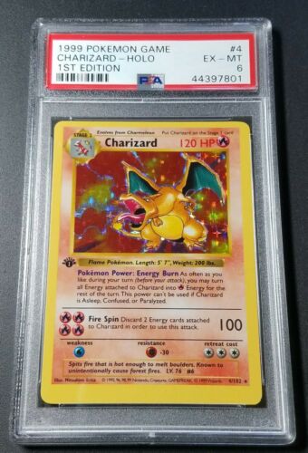 Pokemon 1st Ed Charizard PSA 6 Shadowless Holofoil Card