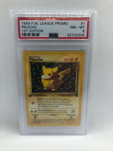 Psa 8 NMMT Ivy Pikachu 1st Edition Error League Promo 1999 1 Pokemon RARE Card