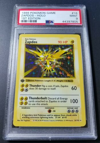 Pokemon 1st Ed Zapdos PSA 9 Shadowless Holofoil card