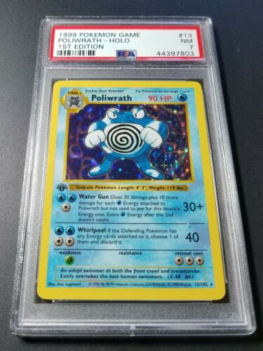 Pokemon 1st Ed Poliwrath PSA 7 Shadowless Holofoil Card