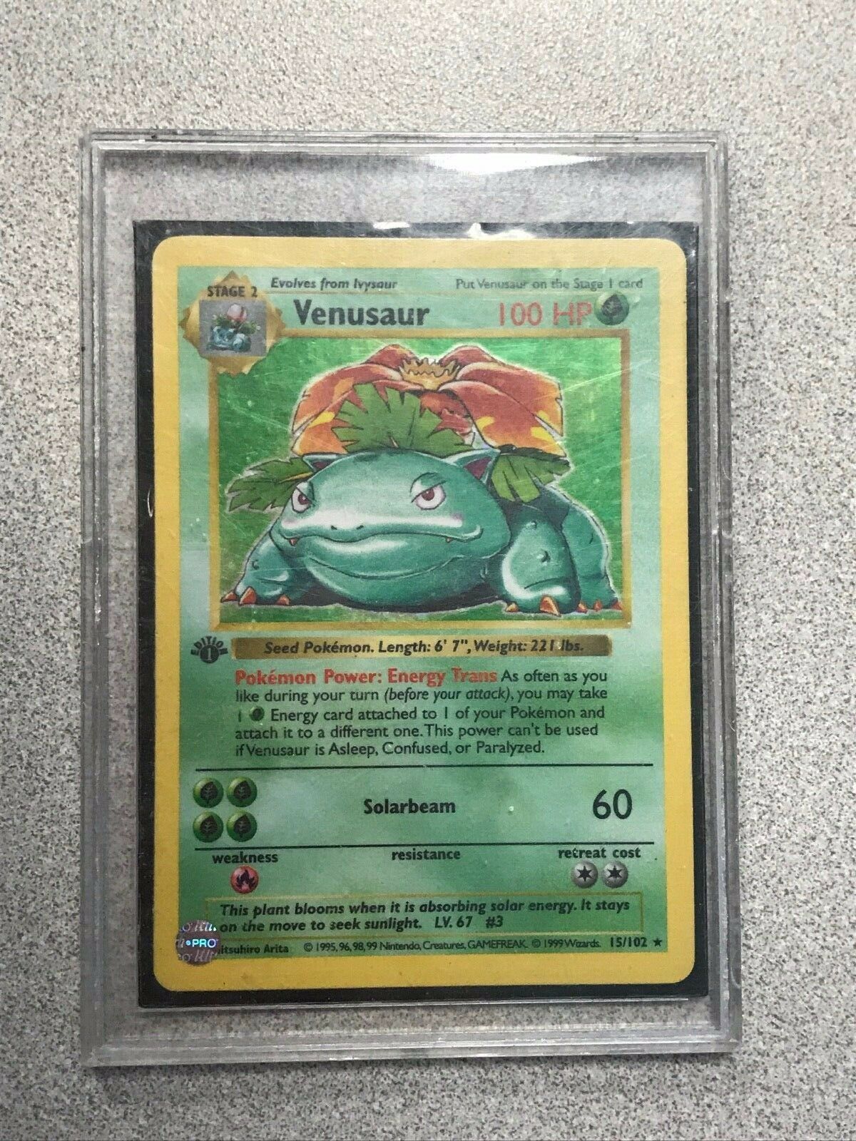 1st Edition Shadowless Venusaur Pokemon Card  Holo 15102  No Reserve LP