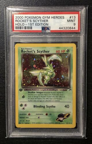 PSA 9 MINT  1st Edition ROCKETS SCYTHER Holo  Gym Heroes 13132 Pokemon Card