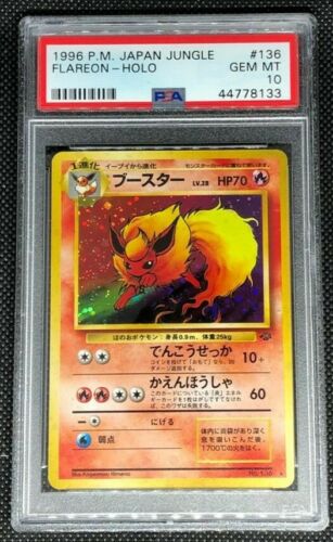 FLAREON 136  PSA 10 GEM MINT POKEMON JAPANESE JUNGLE HOLO RARE CARD