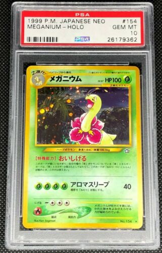 MEGANIUM 154  PSA 10 GEM MINT POKEMON JAPANESE NEO GENESIS HOLO CARD