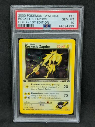 PSA 10 Gem Mint Rockets Zapdos Holo 1st Edition Gym Challenge Pokemon Card