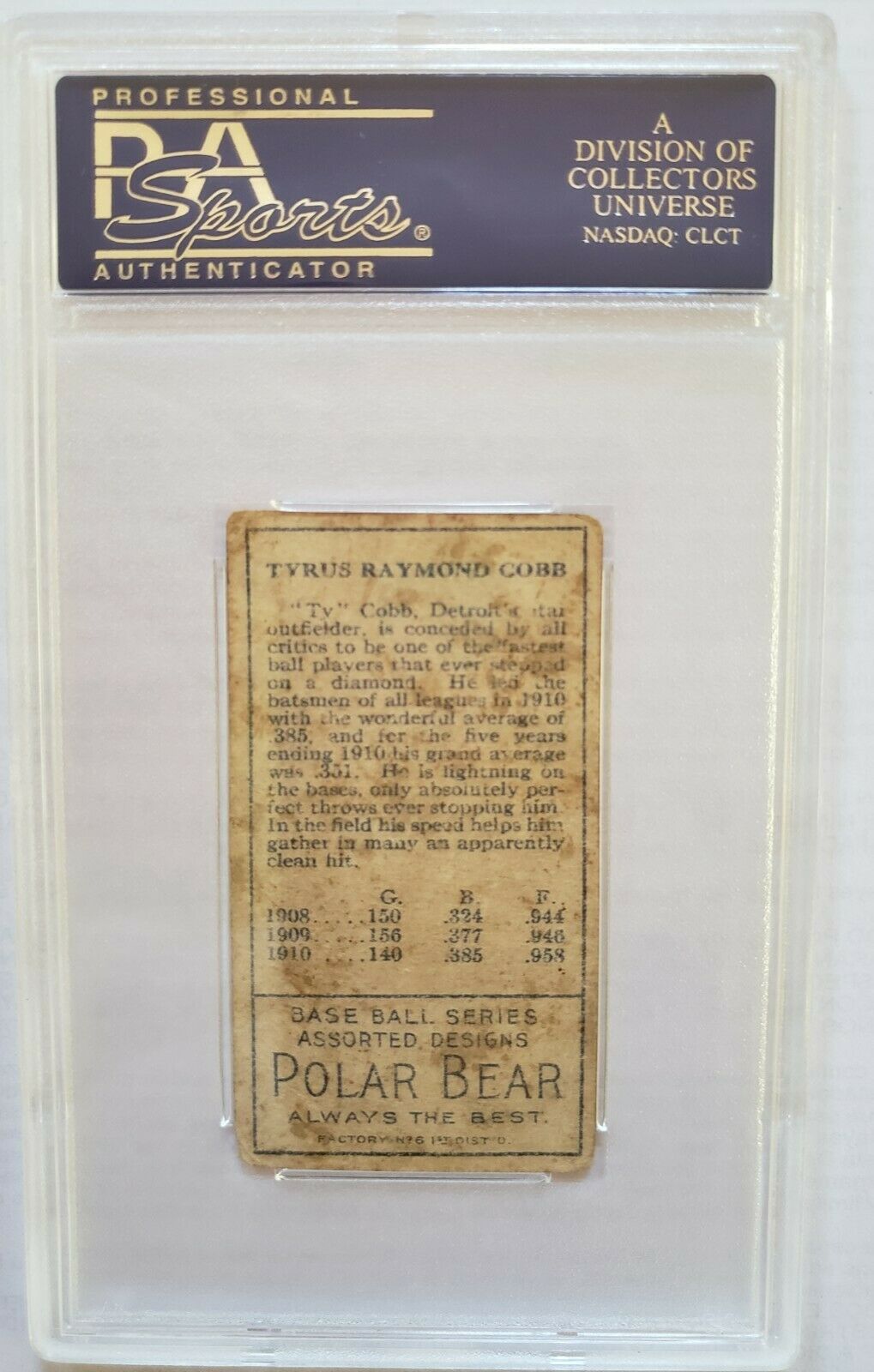 T 205 Gold Border Ty Cobb PSA 2 Baseball Card