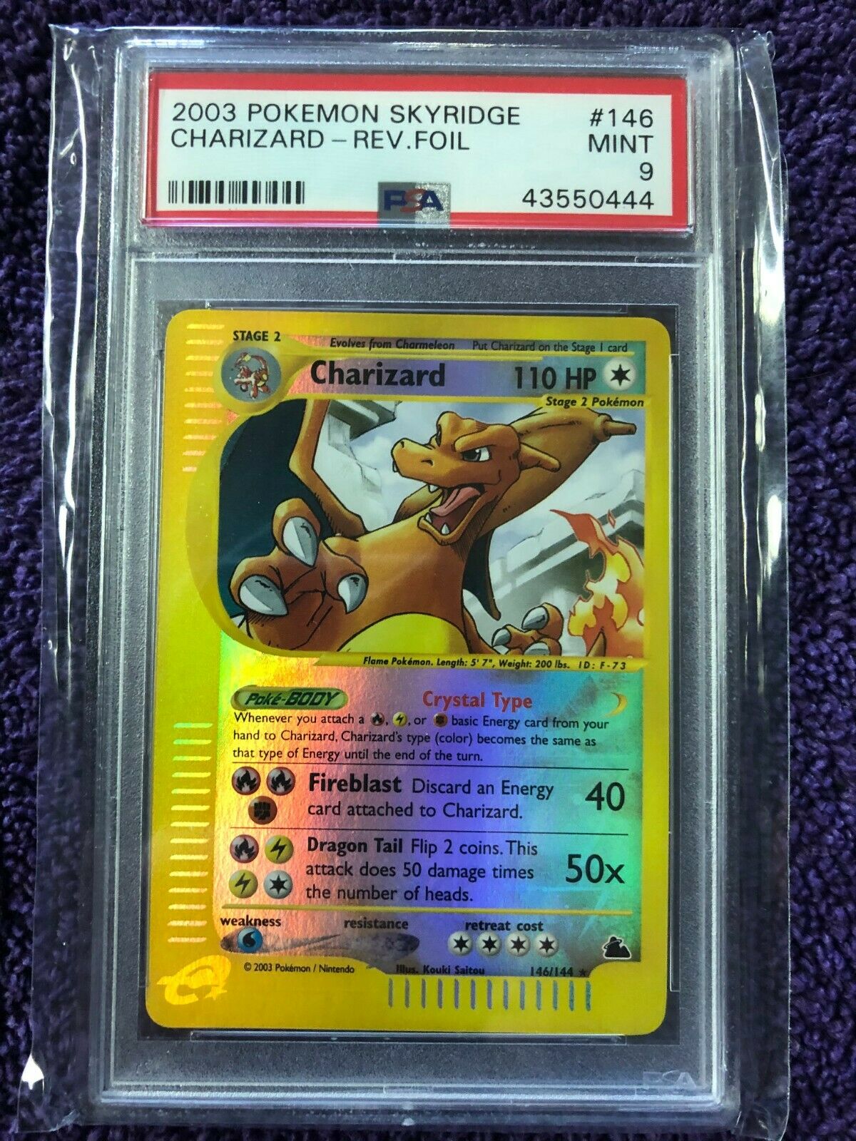 POKEMON CARD RARE CHARIZARD 146144 PSA 9 MINT SKYRIDGE CRYSTAL REVERSE HOLO