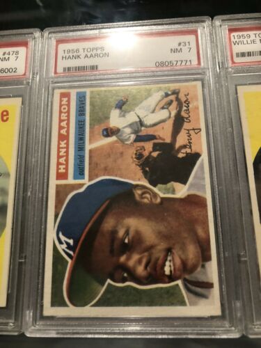 HANK AARON 3000 PSA 7 NM NEAR MINT BRAVES HOF 31 1956 TOPPS BASEBALL