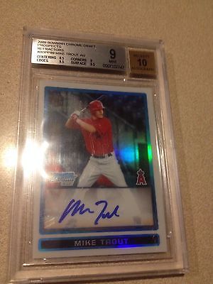 Mike Trout 2009 Bowman Chrome Draft RC Refractors Auto 489500 BGS 9