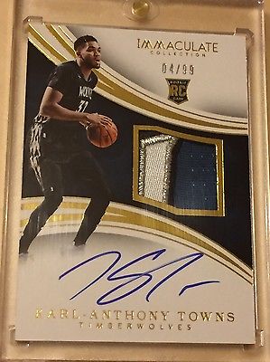 201516 Panini Immaculate KarlAnthony Towns RC Auto Logo Patch 0499 SUNS