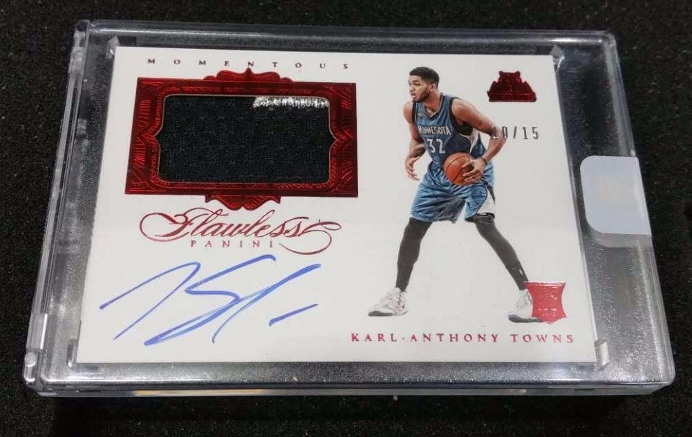 201516 Panini Flawless Momentous Ruby KARLANTHONY TOWNS 1015 Auto Jsy RC Red