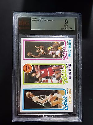 198081 Topps 6 Larry Bird Julius Erving Magic Johnson RC BVG 9 Mint