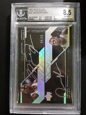 200708 UD Black Michael Jordan Dennis Rodman Dual Auto 0425 BGS 85 O7