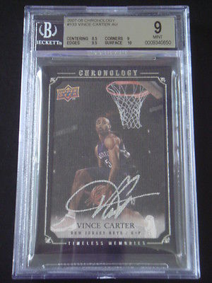 200708 UD Chronology Vince Carter Slam Duck Champion Canvas Auto 6299 BGS 9