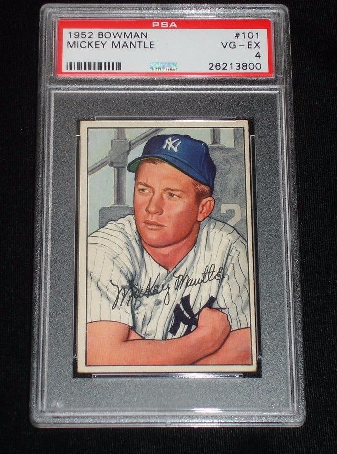 1952 Bowman Mickey Mantle Baseball CardNY Yankees101PSA VGEX 4