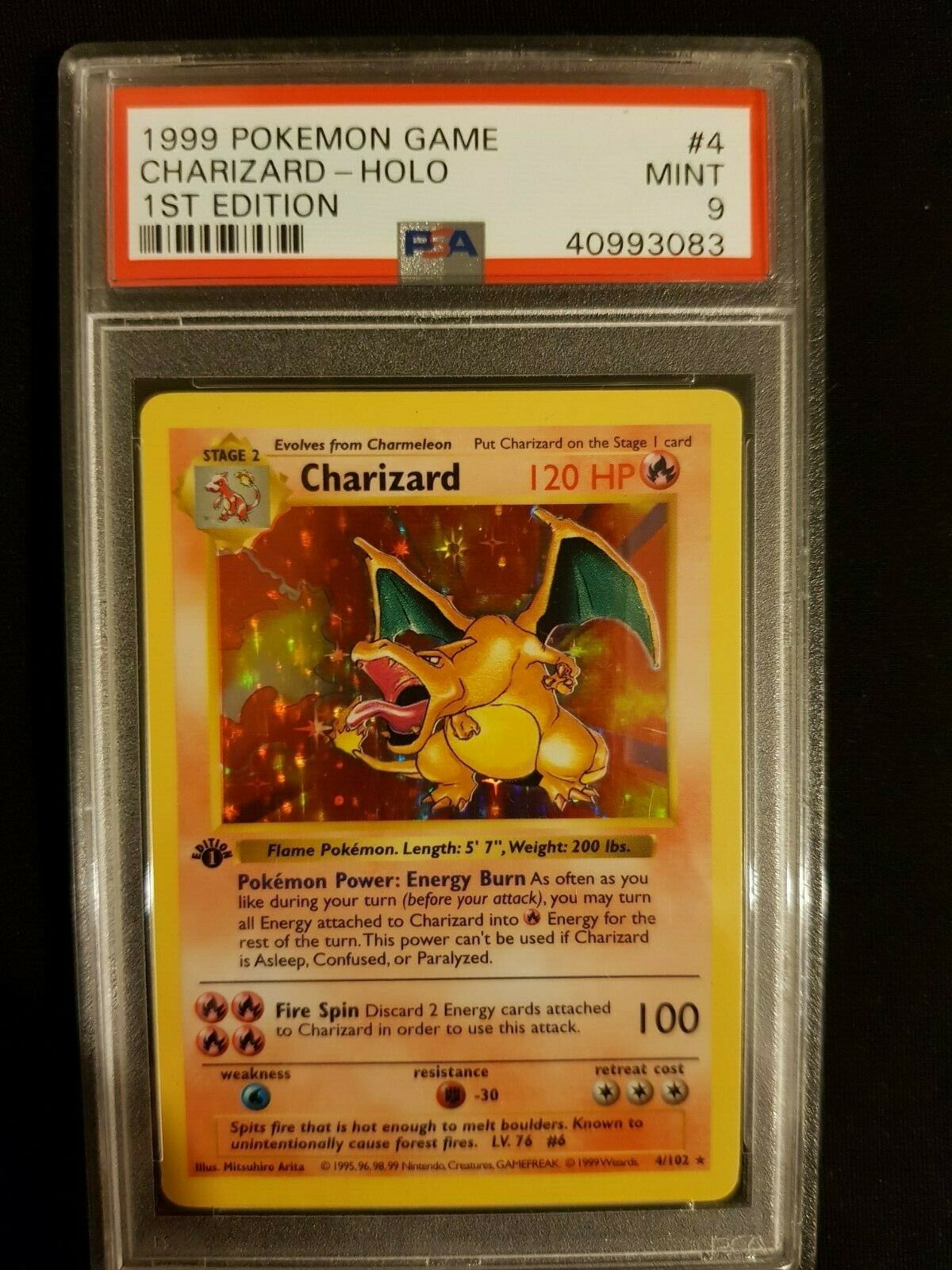 PSA 9 1st Edition Base STRONG Shadowless Charizard Pokemon Game Card