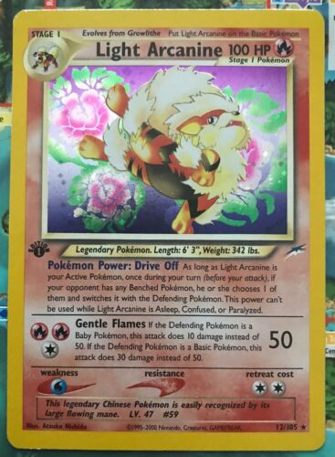 Light Arcanine 1st Edition  12105 Neo Destiny  Holo Pokemon Card  ExcNM