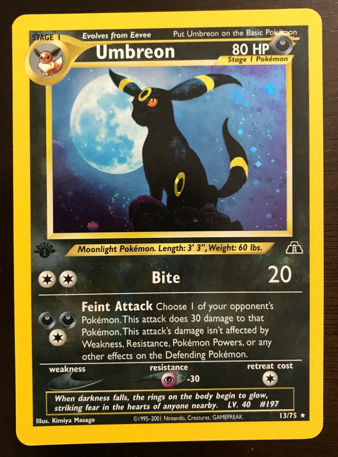 Umbreon 1375 Neo Discovery 1st Edition Holo Pokemon Card Near Mint
