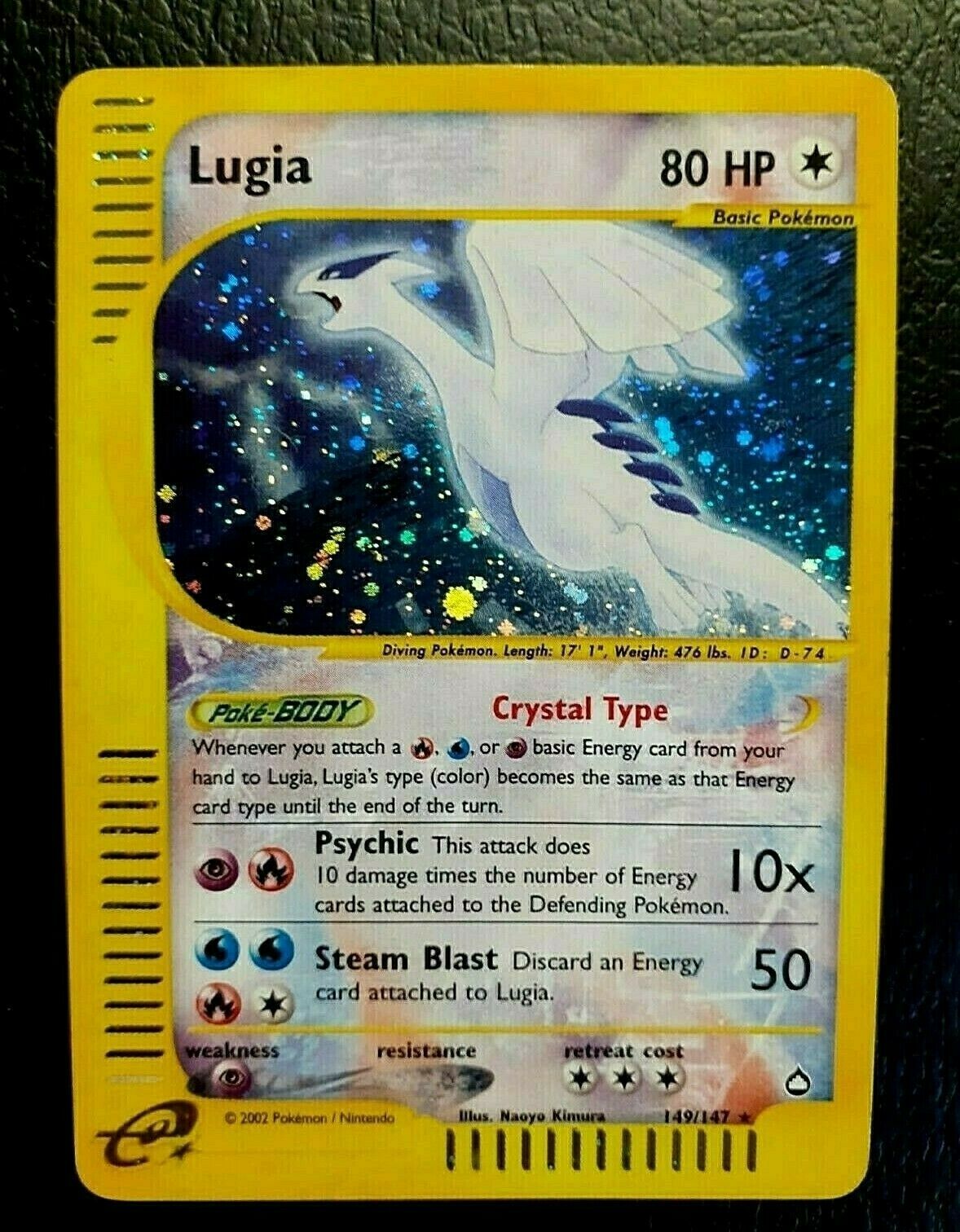 LUGIA CRYSTAL INGLESE  AQUAPOLIS  POKEMON NO CHARIZARD GOLD STAR SHINING PSA