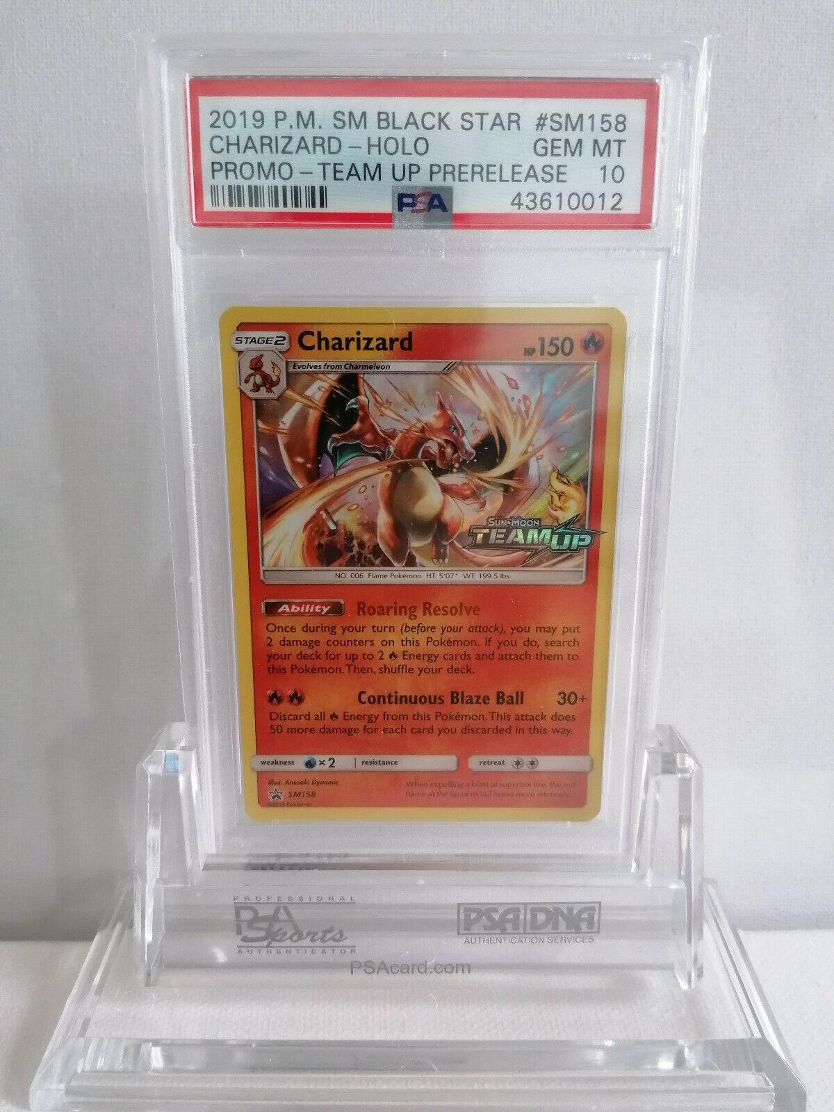 PSA GEM MINT Charizard Glurak PRERELEASE Pokemon Team Up sind Trumpf Karte