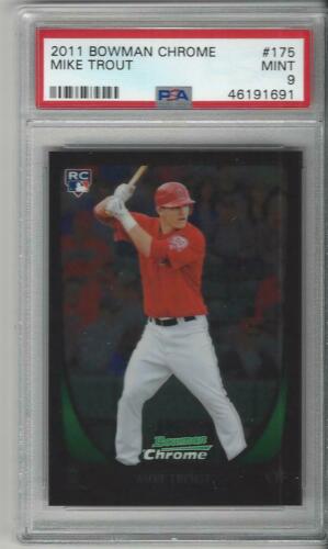 2011 Bowman Chrome Baseball 175 Mike Trout PSA 9 graded rookie card Red Jersey