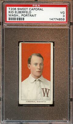 1910 T206 Sweet Caporal Tobacco Baseball Card Kid Elberfeld Wash Port PSA 3 VG