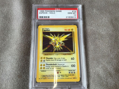 Ultra Rare 4th Print 1999 Pokemon Game Zapdos 16 Holo PSA 10