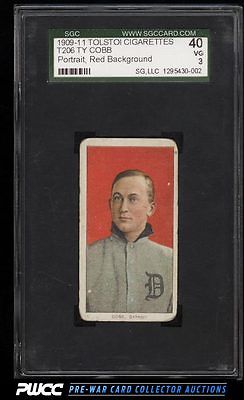 190911 T206 Ty Cobb RED PORTRAIT Tolstoi SGC 340 VG PWCC