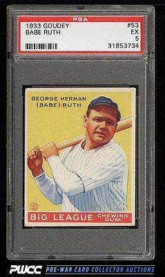 1933 Goudey Babe Ruth 53 PSA 5 EX PWCC