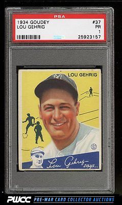 1934 Goudey Lou Gehrig 37 PSA 1 PR PWCC