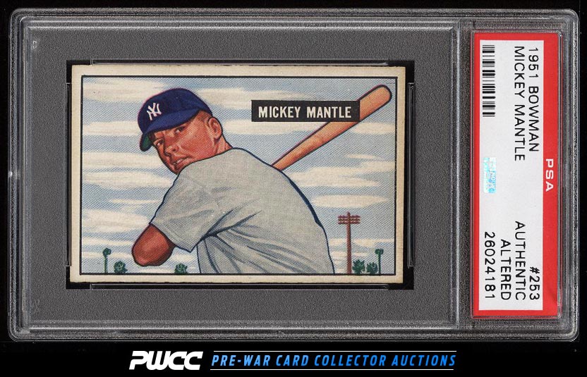 1951 Bowman Mickey Mantle ROOKIE RC 253 PSA AUTH Altered PWCC